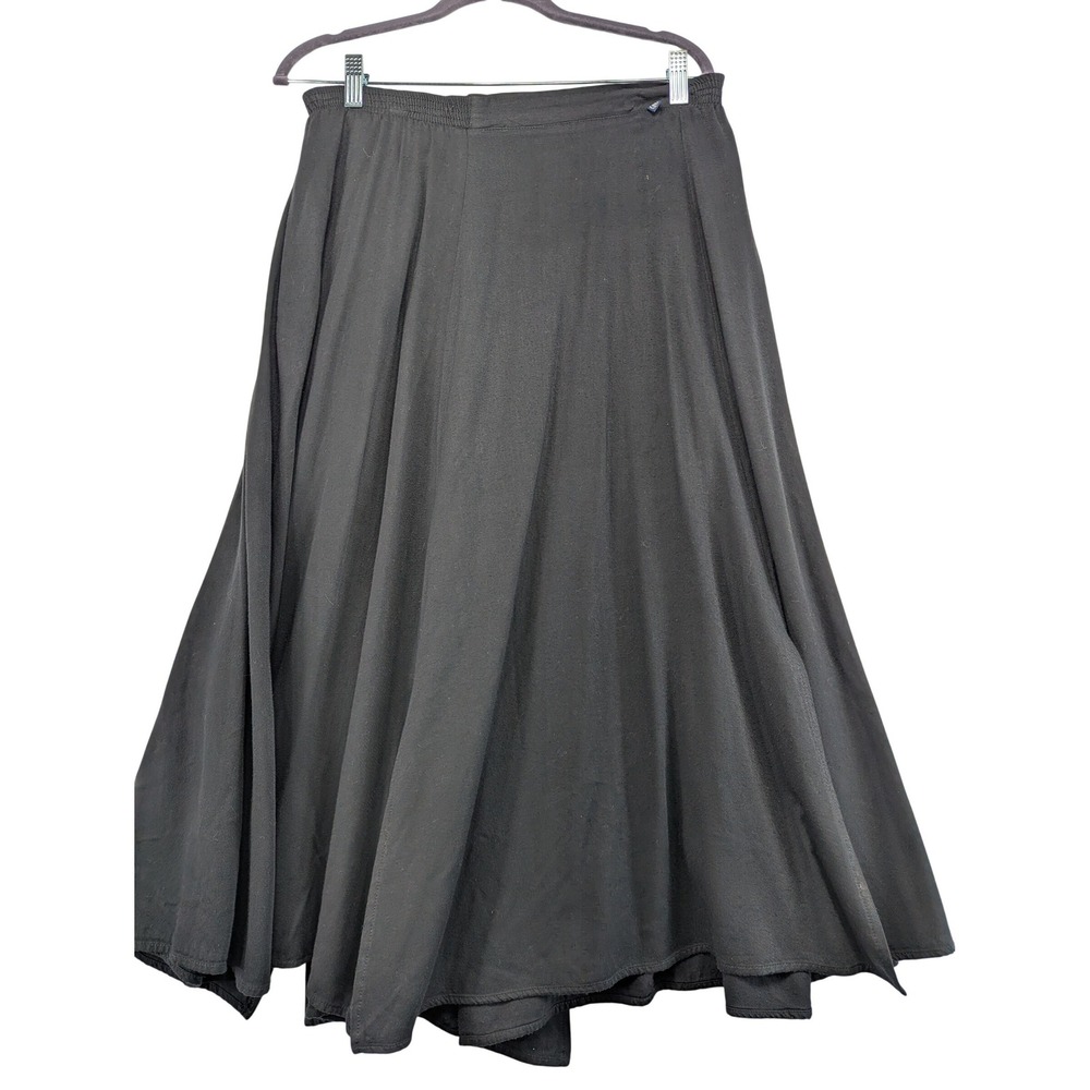 Railmount Ranch Wear Black‎ Maxi Skirt Elastic Waist Side Slit Made in USA 28/30